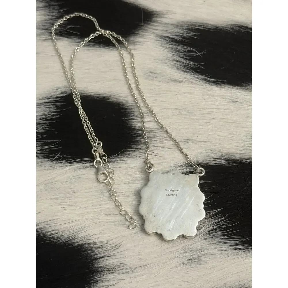 Native Southwest Sterling Silver Cotton Candy Turquoise Cluster Pendant Necklace